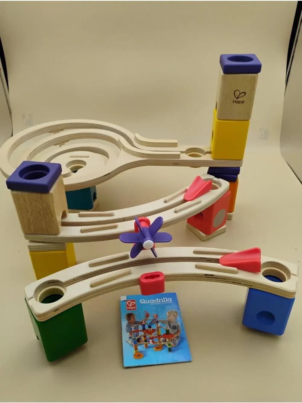 Hape Quadrilla Marble Run Race To The Finish STEM Toy Set 28 Pcs Wooden Toy